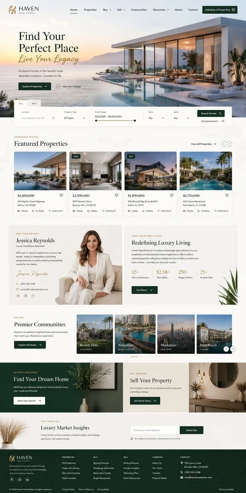 The Haven website theme