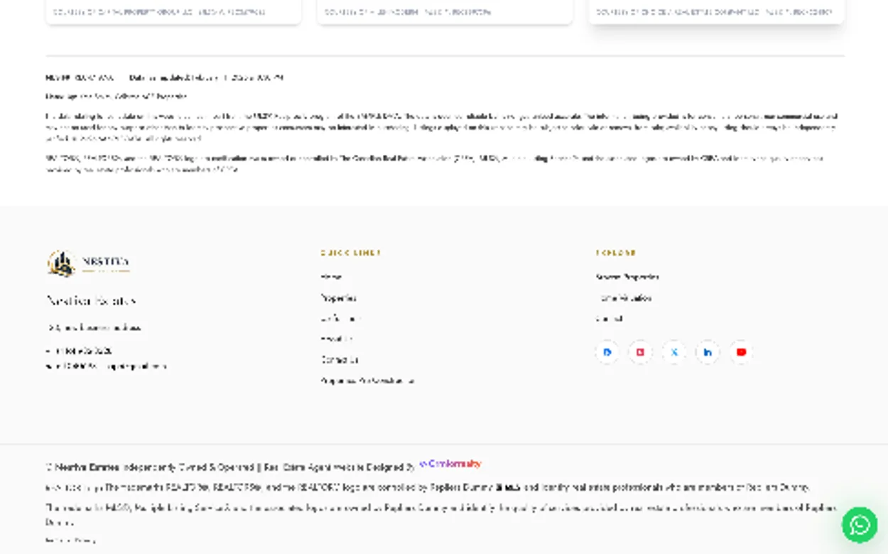 A property page footer showing brokerage attribution, a last-updated timestamp and the IDX disclaimer