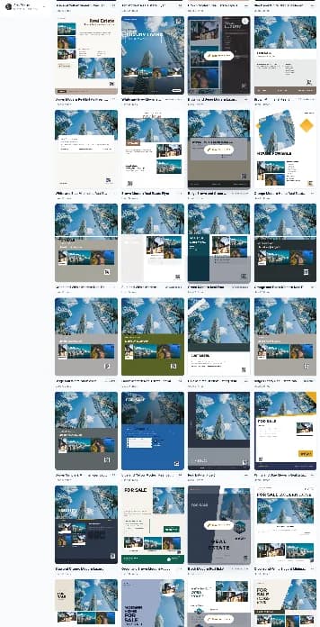 The flyer template gallery, showing listing flyer layouts ready to customise