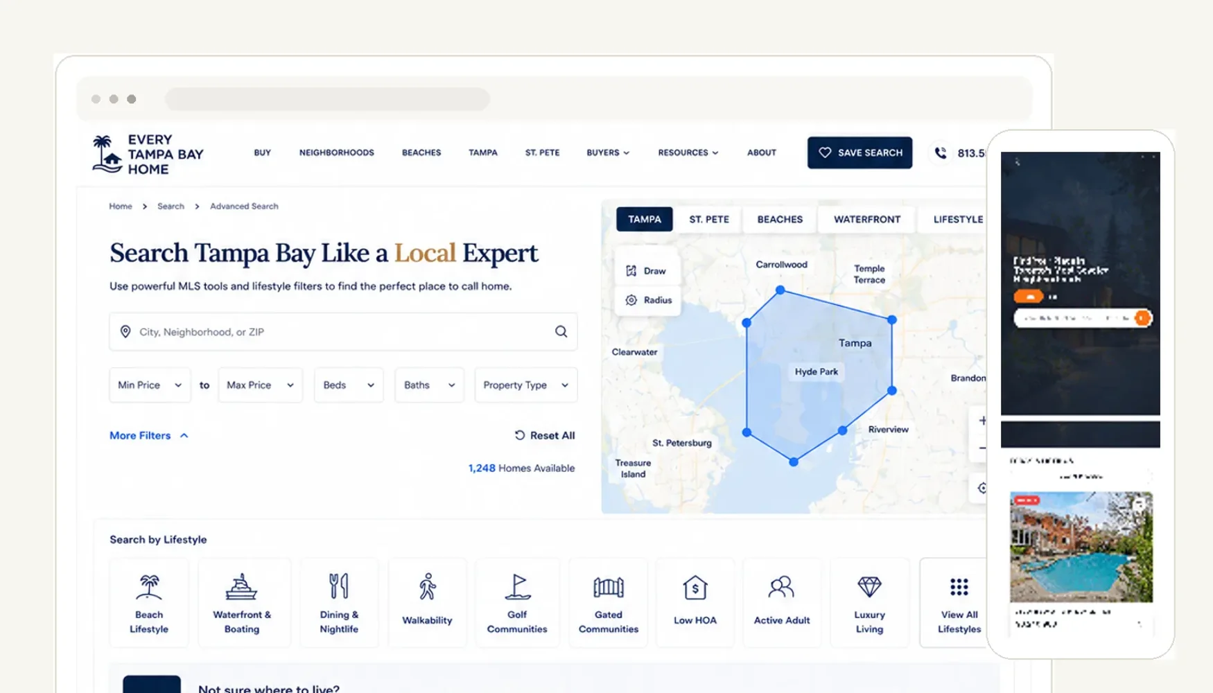 A RealFoyer IDX website with MLS property search