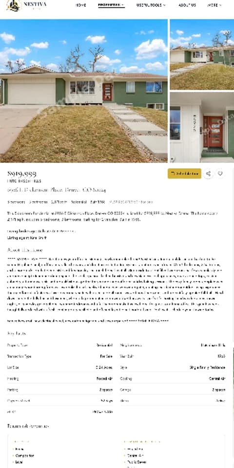 A property detail page on a phone