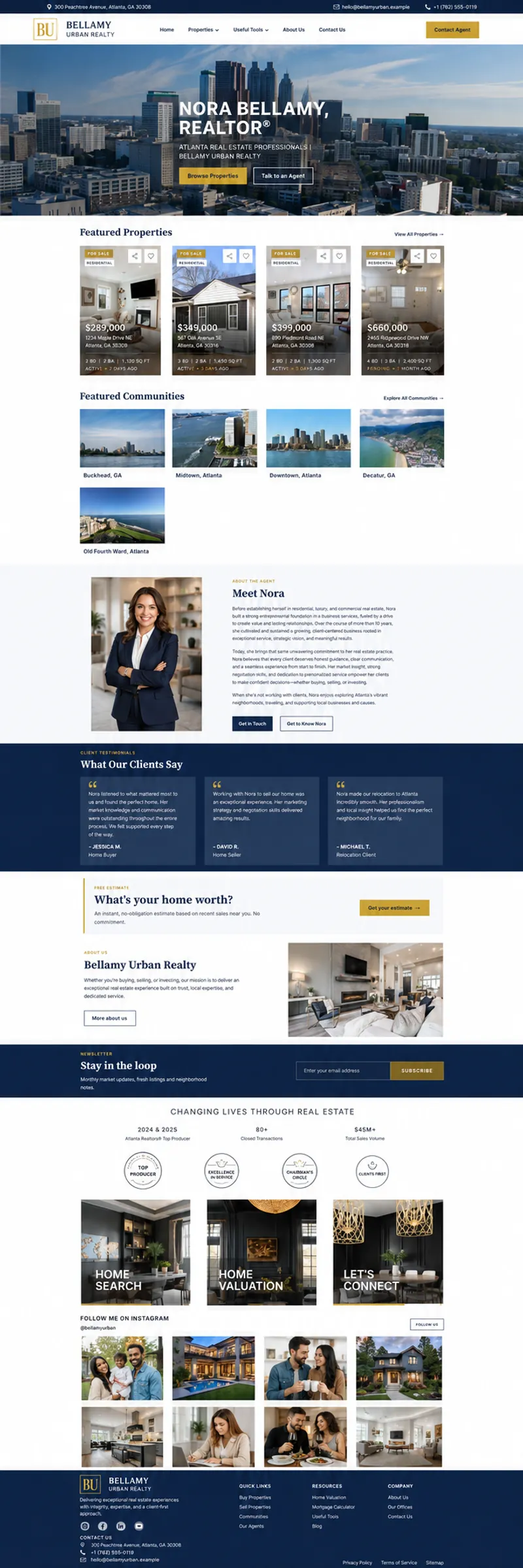 Bellamy Urban theme — urban gold real estate website design