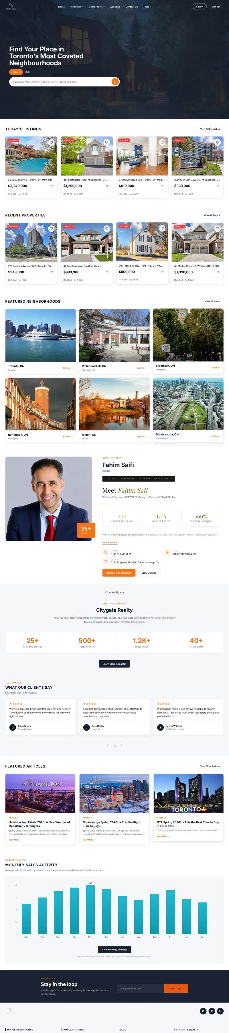 Citygate Dark theme — dark minimal real estate website design