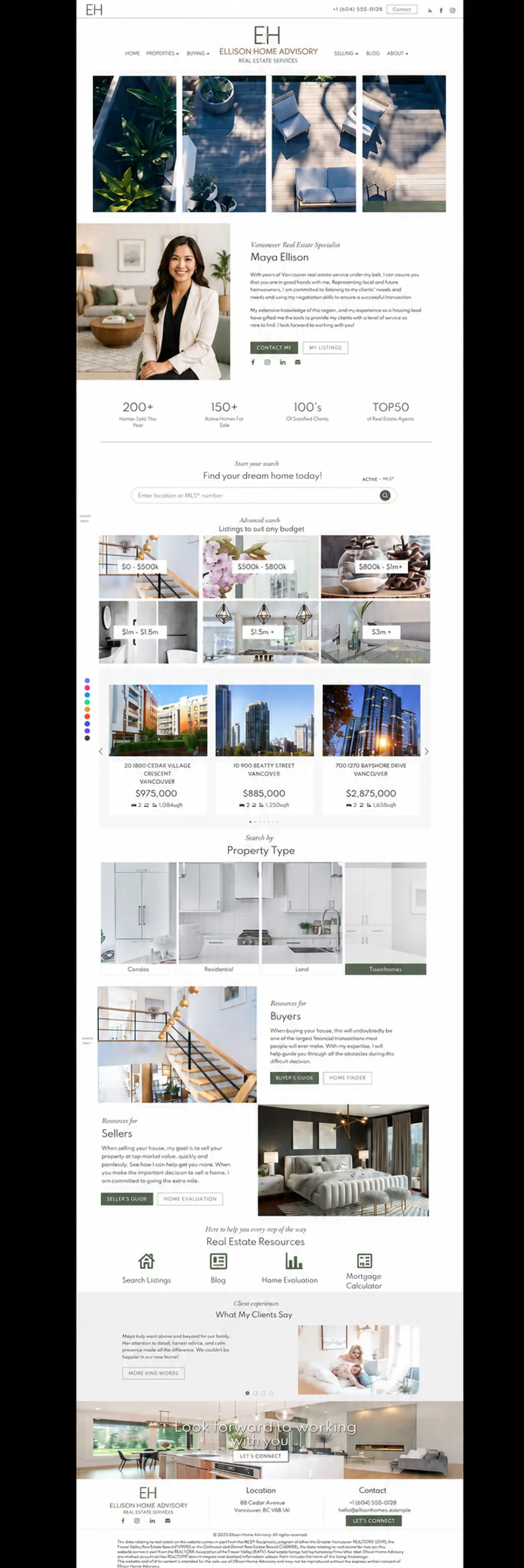 Ellison theme — monochrome real estate website design