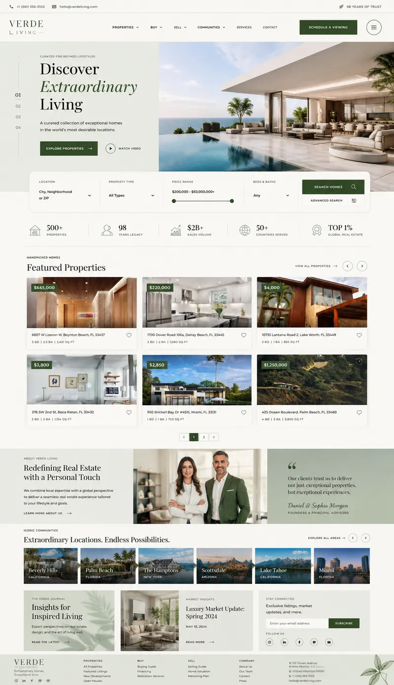 Verde Sage theme — sage luxury real estate website design